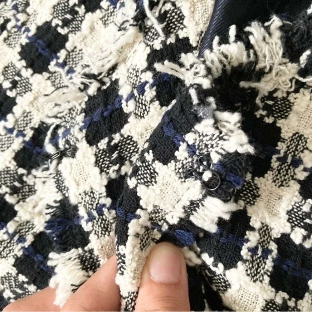 Zara tweed frayed checkered overcoat‎ size M